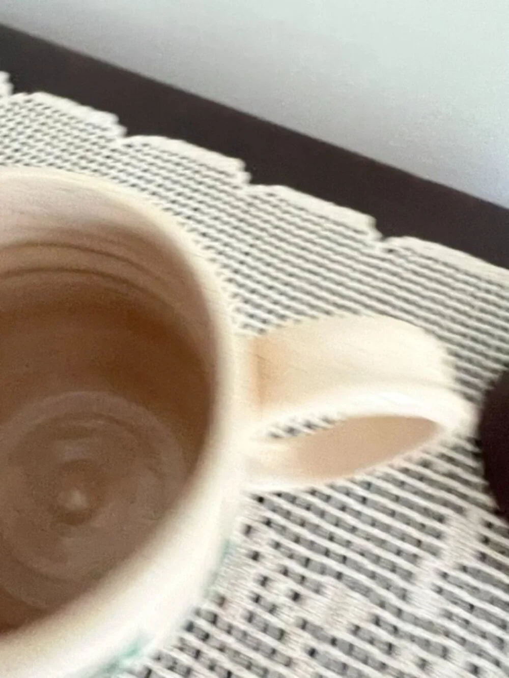 Pottery Stoneware Mug Handpainted Leaves Signed by Artist